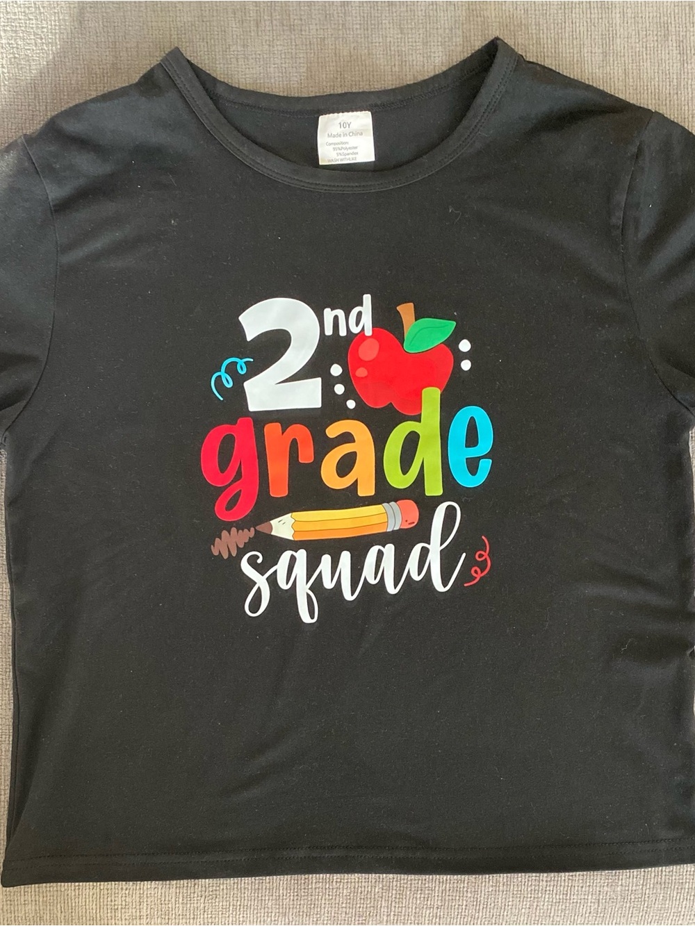 Kids 2nd Grade Squad Graphic Tee - Black